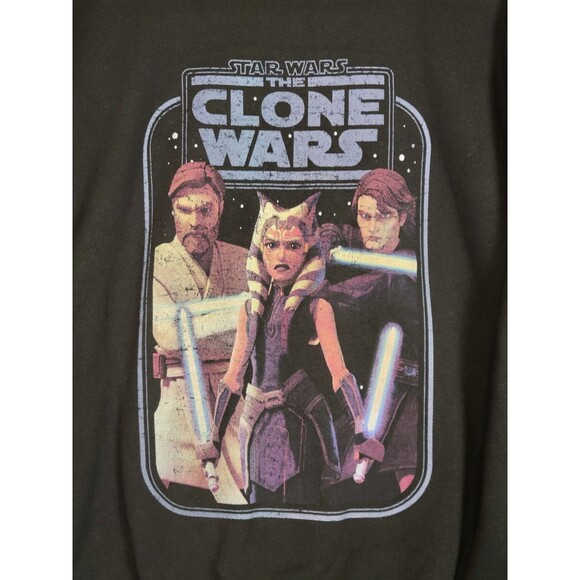 Star Wars Clone Wars Sweatshirt Mens XL Black Graphic Print Crewneck - Picture 2 of 6